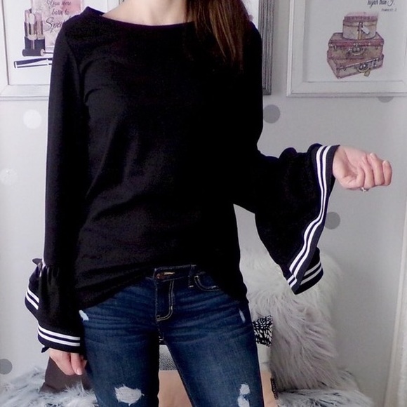 Last 1✨Bell Sleeve Top Black Dressy Tops - Picture 2 of 8
